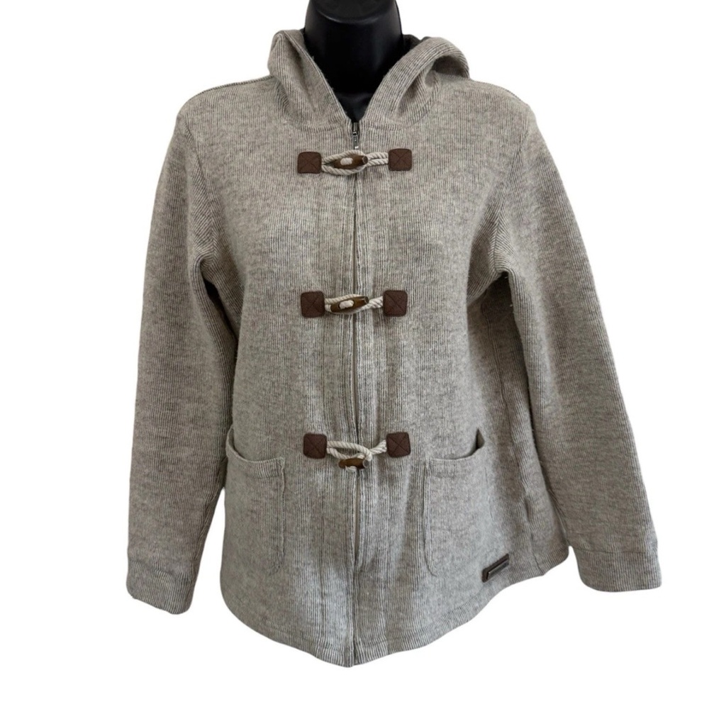 Merrell Hewes Performix gray toggle hooded sweater Gray Wool Blend Youth Size M